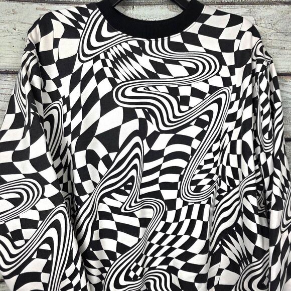 Wild Fable S Black White Optical Illusion Sweatshirt - Picture 2 of 6